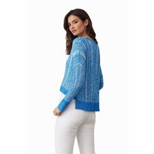NWT Pilcro Anthropologie L Ribbed Knit Sweater Vibrant Blue Hi Lo Dolman Sleeves